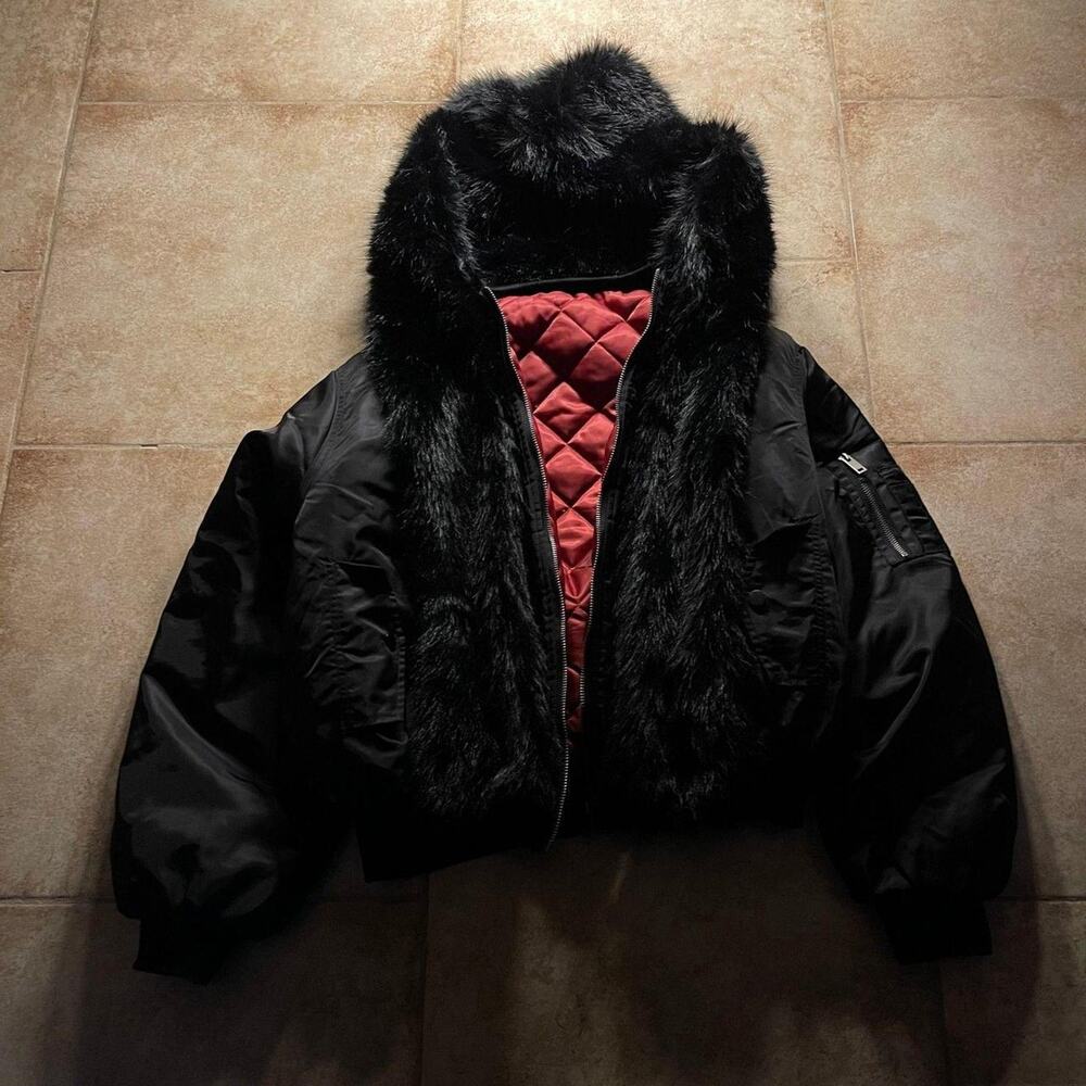 Japanese Archive Black/Red Reversible Faux Fur Jacket